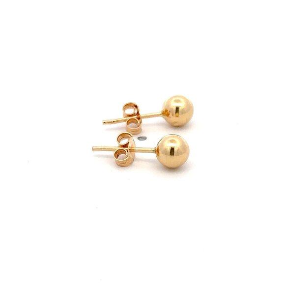 18K Gold Earrings Stud Balls Polished Small 1.55 grams - Picture 5 of 9